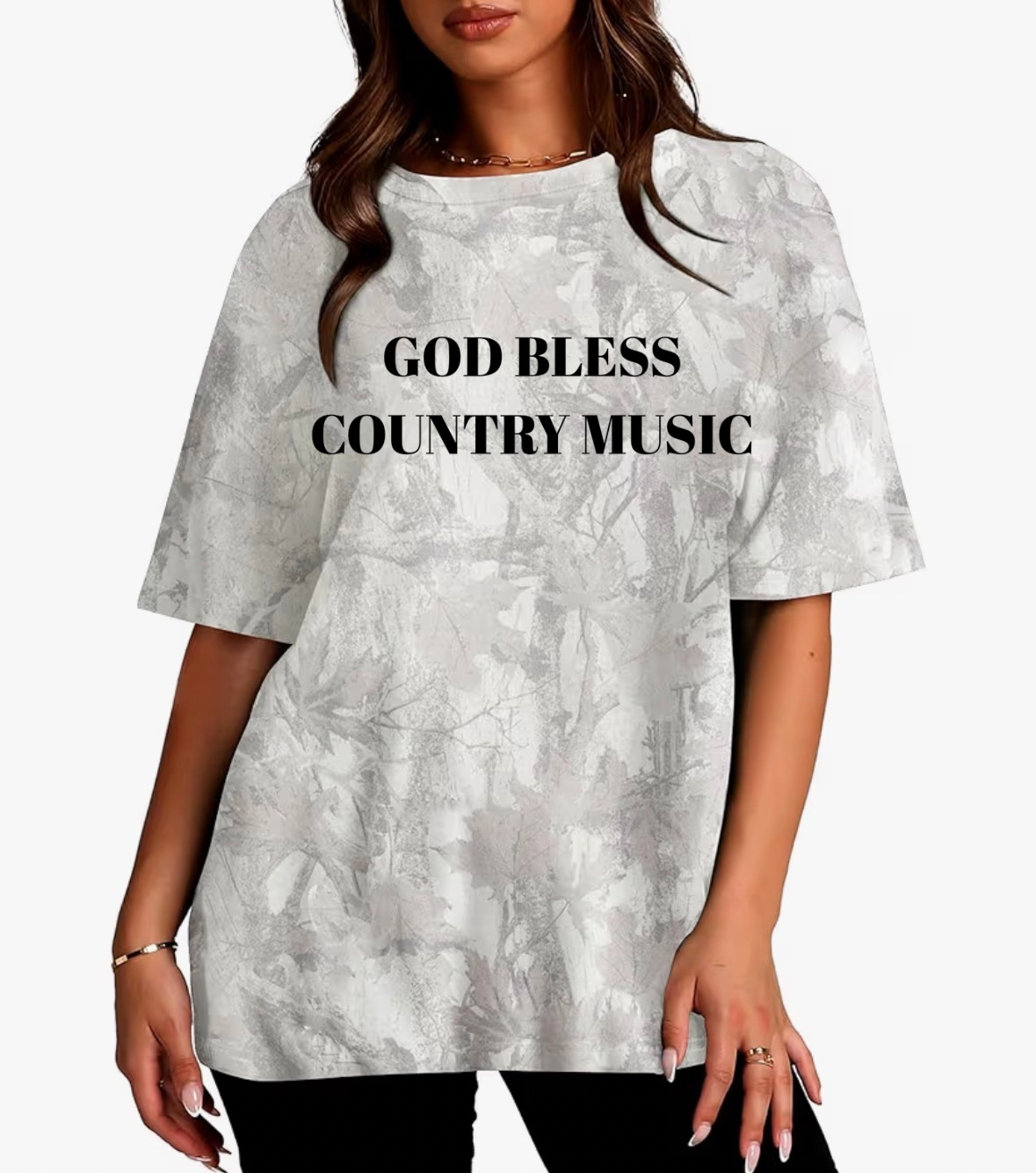 God Bless Country Music Camo Oversized Tee
