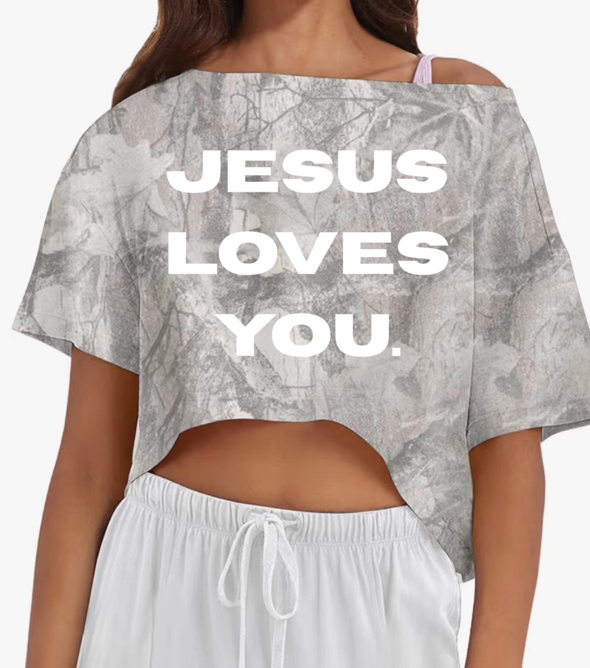Jesus Loves You Camo Cropped Tee