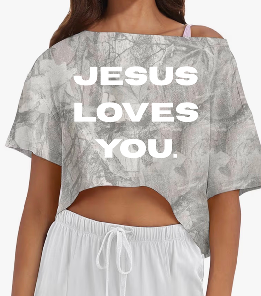 Jesus Loves You Camo Cropped Tee