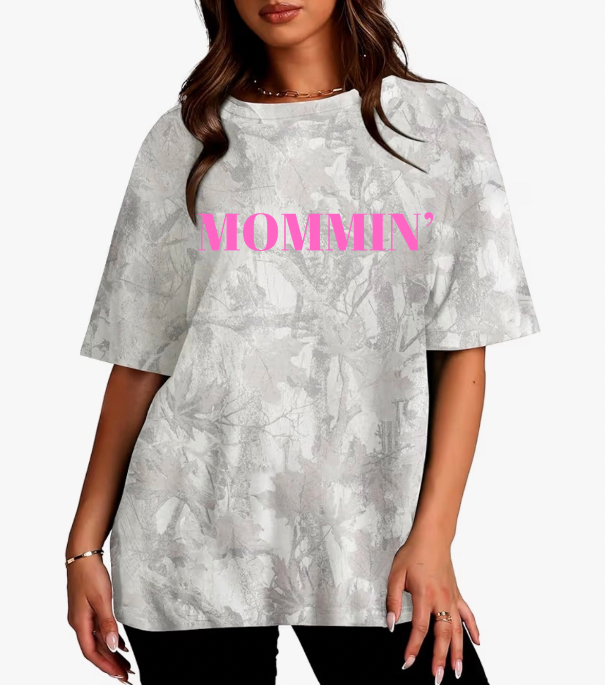 Pink MOMMIN’ Oversized Camo Tee