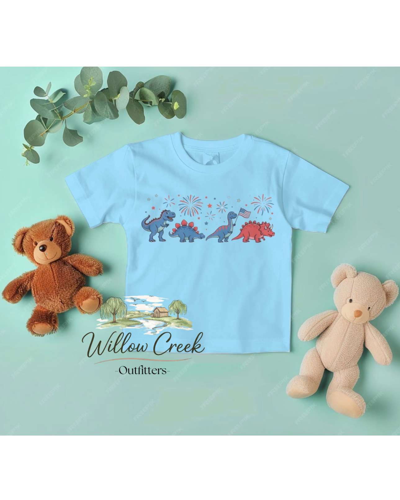 Kid’s Dino 4th Of July Shirt